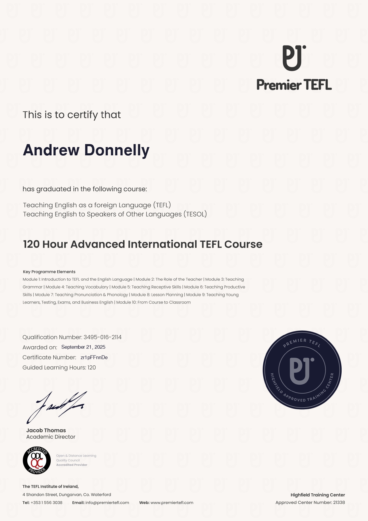 TEFL Certificate